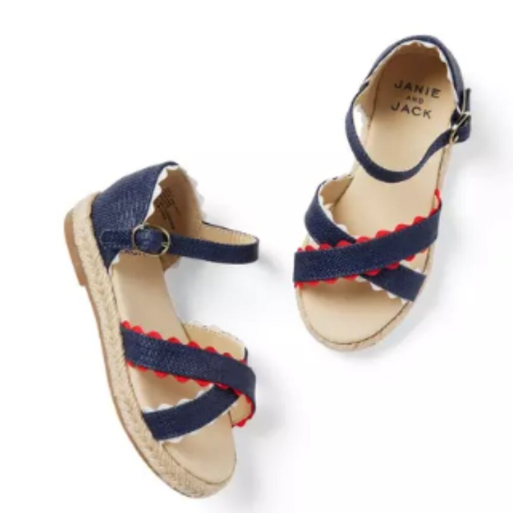 NEW! Janie and Jack Ric Rac Cross Strap Espadrille Sandal